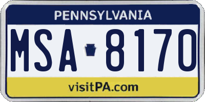 PA license plate MSA8170