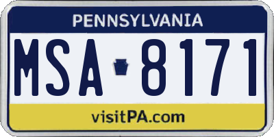 PA license plate MSA8171