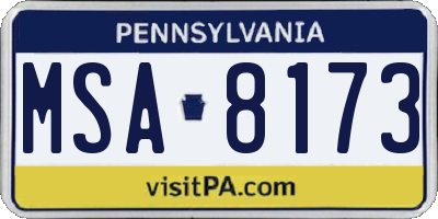 PA license plate MSA8173