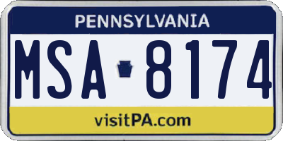 PA license plate MSA8174