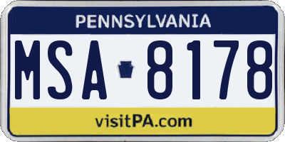 PA license plate MSA8178