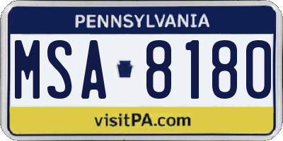 PA license plate MSA8180