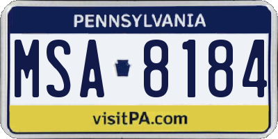 PA license plate MSA8184