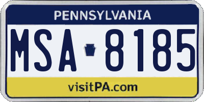 PA license plate MSA8185