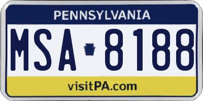 PA license plate MSA8188