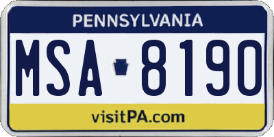 PA license plate MSA8190