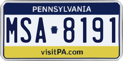 PA license plate MSA8191