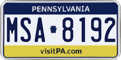 PA license plate MSA8192