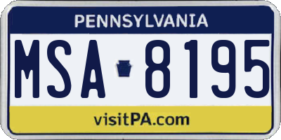 PA license plate MSA8195