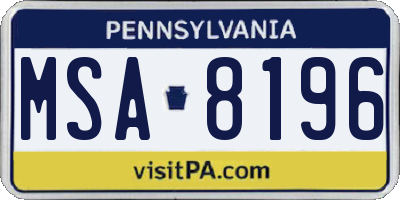 PA license plate MSA8196