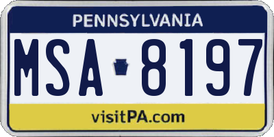 PA license plate MSA8197