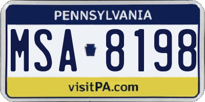 PA license plate MSA8198