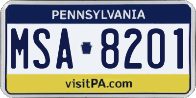 PA license plate MSA8201