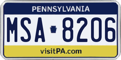 PA license plate MSA8206