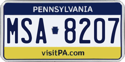 PA license plate MSA8207