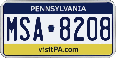 PA license plate MSA8208