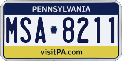 PA license plate MSA8211