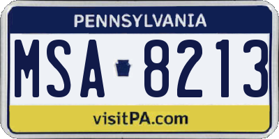 PA license plate MSA8213