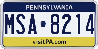 PA license plate MSA8214
