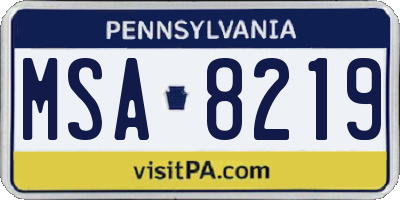 PA license plate MSA8219