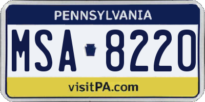 PA license plate MSA8220