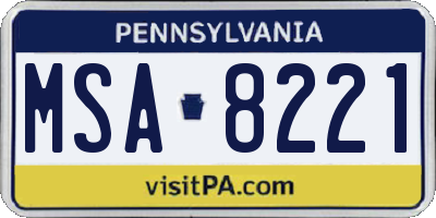 PA license plate MSA8221