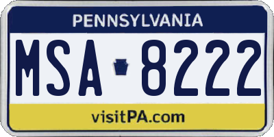PA license plate MSA8222