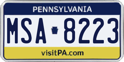 PA license plate MSA8223