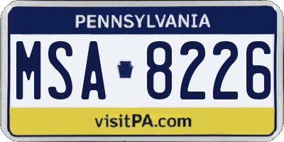 PA license plate MSA8226