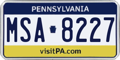 PA license plate MSA8227