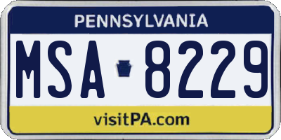 PA license plate MSA8229