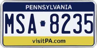 PA license plate MSA8235