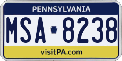 PA license plate MSA8238