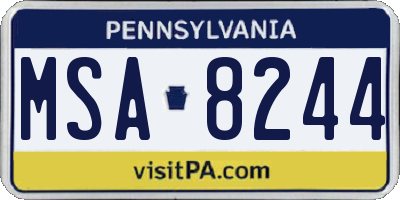 PA license plate MSA8244