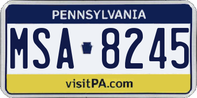 PA license plate MSA8245