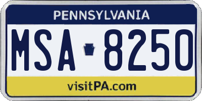 PA license plate MSA8250