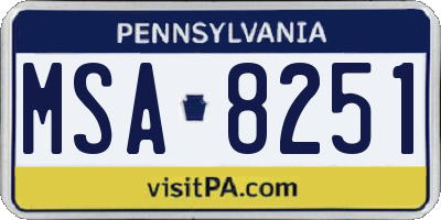 PA license plate MSA8251