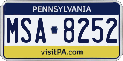 PA license plate MSA8252