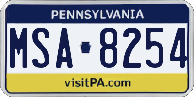 PA license plate MSA8254