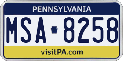 PA license plate MSA8258