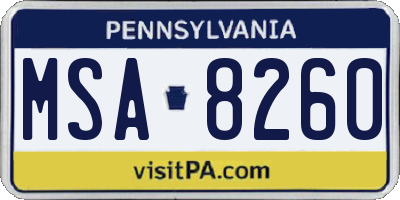 PA license plate MSA8260