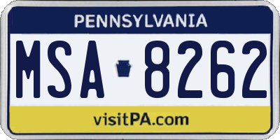 PA license plate MSA8262