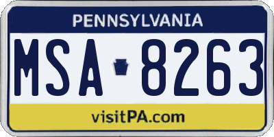 PA license plate MSA8263