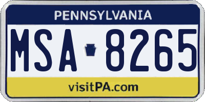 PA license plate MSA8265