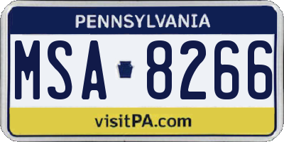 PA license plate MSA8266