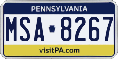 PA license plate MSA8267