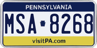 PA license plate MSA8268