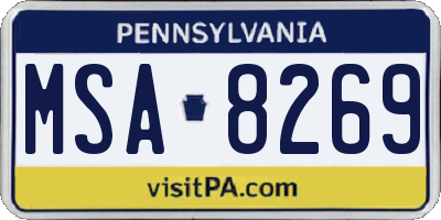 PA license plate MSA8269