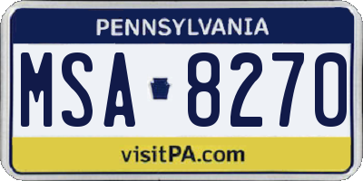 PA license plate MSA8270