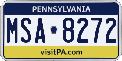 PA license plate MSA8272
